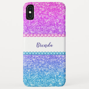 Glitter ombre & diamonds girly design iPhone XS max case