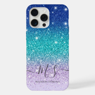Glitter Ombre Monogram iPhone Case Personalised