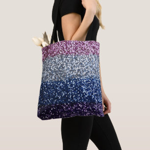 Glitter Ombre Purple Blue Tote Bag