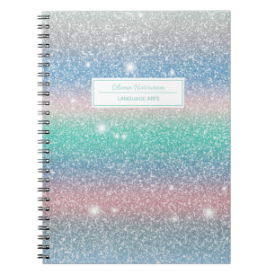 Glitter Ombre Rainbow Name and Subject Notebook