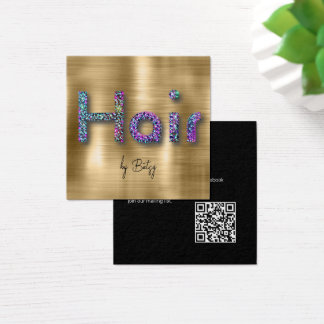Glitter on Brushed Gold Hair Stylist Business Card