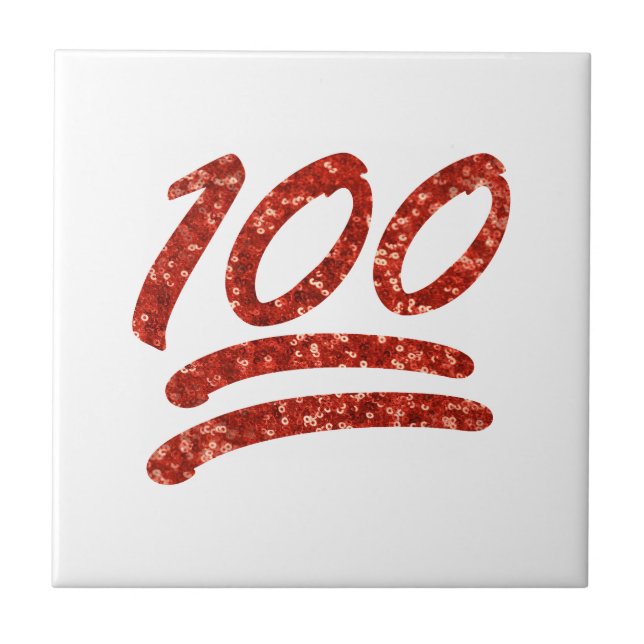 glitter one hundred emoji ceramic tile (Front)