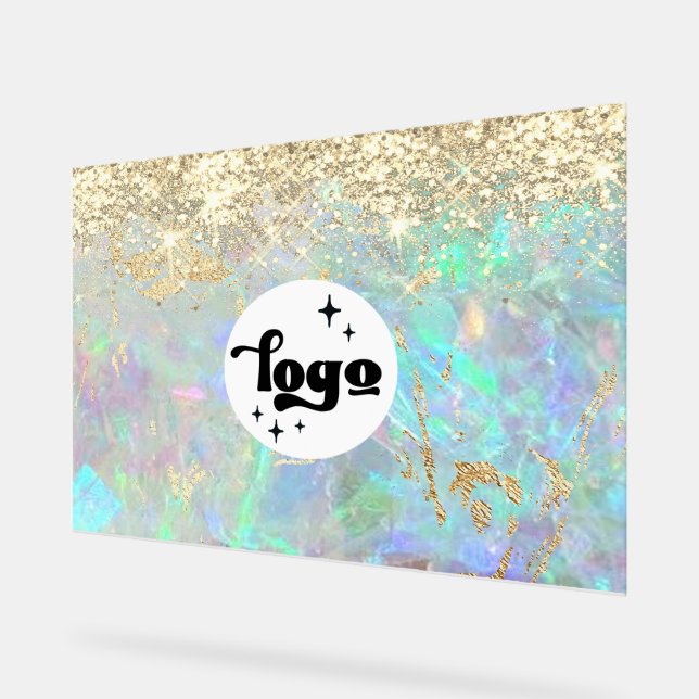 glitter opal background acrylic sign (Angle)