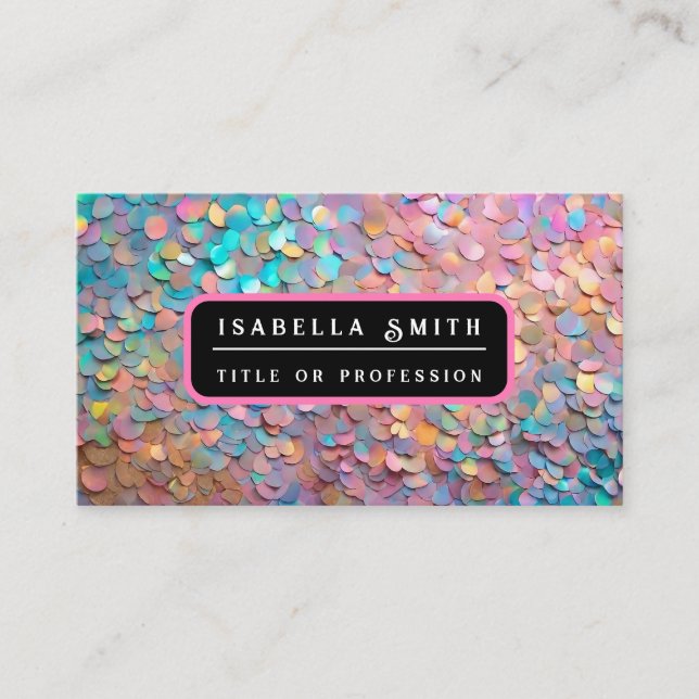 Glitter Opal Holographic Modern Collection Business Card (Front)