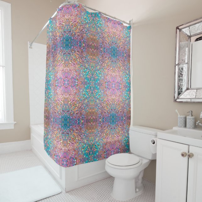 Glitter Opal Holographic Modern Collection Shower Curtain (In Situ)