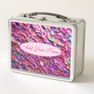 Glitter Opal Holographic Popular Collection Metal Lunch Box