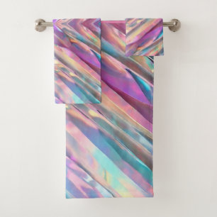 Glitter Opal Holographic Trendy Collection Bath Towel Set