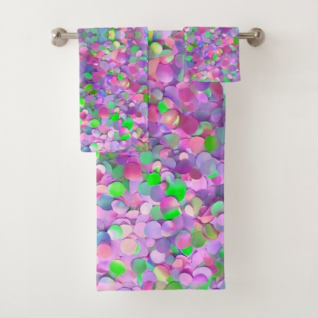 Glitter Opal Modern Holographic Collection Bath Towel Set (Insitu)