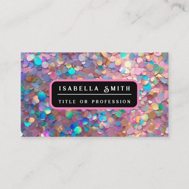 Glitter Opal Modern Holographic Collection Business Card (Front)