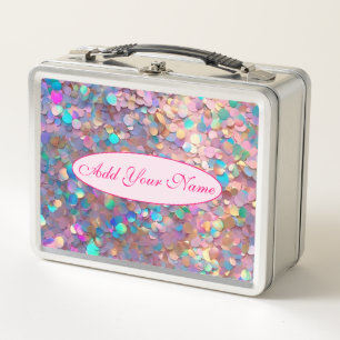 Glitter Opal Modern Holographic Collection Metal Lunch Box