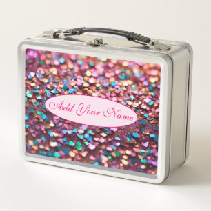 Glitter Opal Trendy Holographic Collection Metal Lunch Box