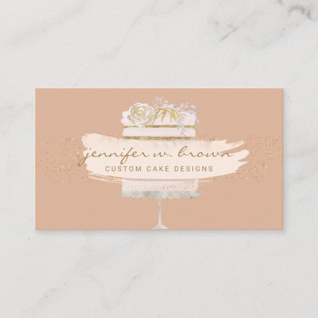 Glitter orange Floral Bakery Pastry Patisserie Business Card (Front)