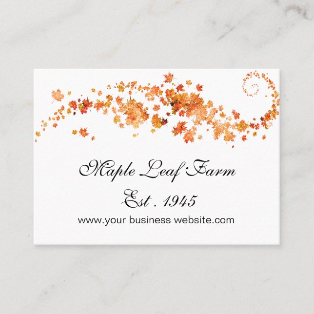 Glitter Orange Maple Leaf  Business Card (Front)