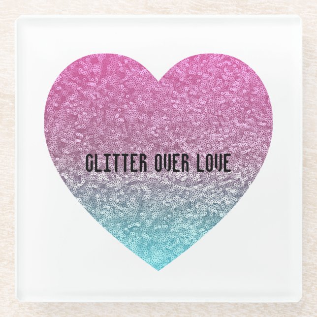 Glitter over love  heart coaster (Front)