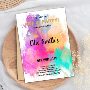 Glitter Paint Birthday Invitations