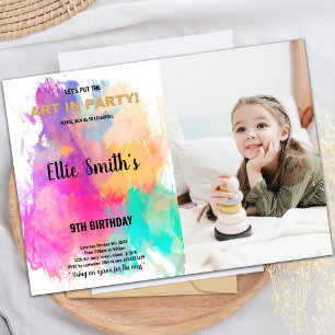 Glitter Paint Birthday Invitations with photo