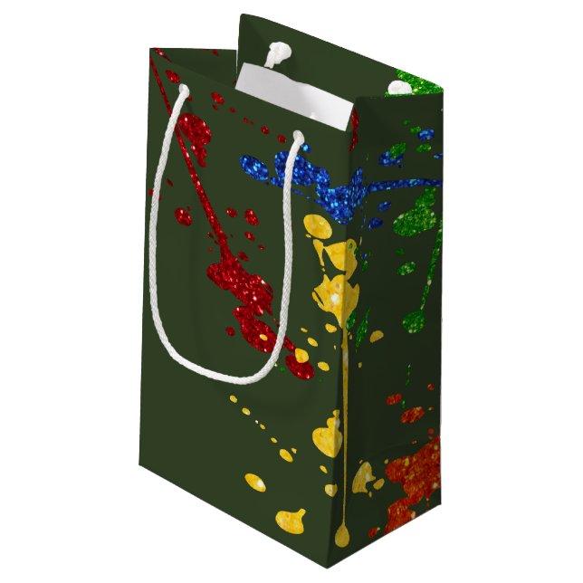 Glitter Paintball Party Paint Splatter Classic Small Gift Bag (Back Angled)