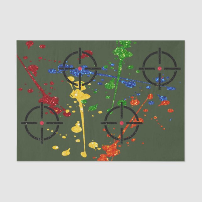 Glitter Paintball Party Targets Tissue Paper (Front)