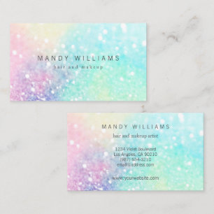 Glitter Pastel Bokeh Girly Colourful Pattern Business Card