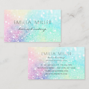 Glitter Pastel Bokeh Girly Colourful Pattern Business Card