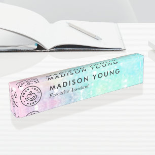 Glitter Pastel Bokeh Girly Colourful Pattern Nameplate