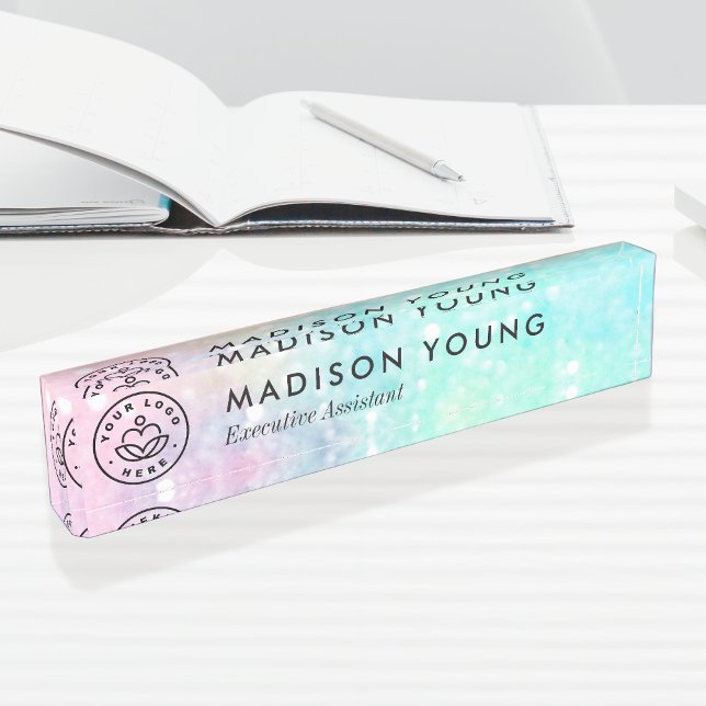 Glitter Pastel Bokeh Girly Colourful Pattern Nameplate (Creator Uploaded)