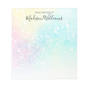 Glitter Pastel Bokeh Girly Colourful Pattern Notepad