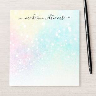 Glitter Pastel Bokeh Girly Colourful Pattern Notepad