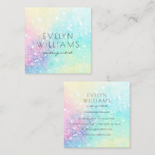 Glitter Pastel Bokeh Girly Colourful Pattern Square Business Card