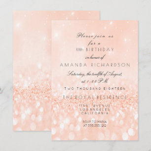 Glitter  Pastel Coral Peach Girly Bridal Birthday Invitation
