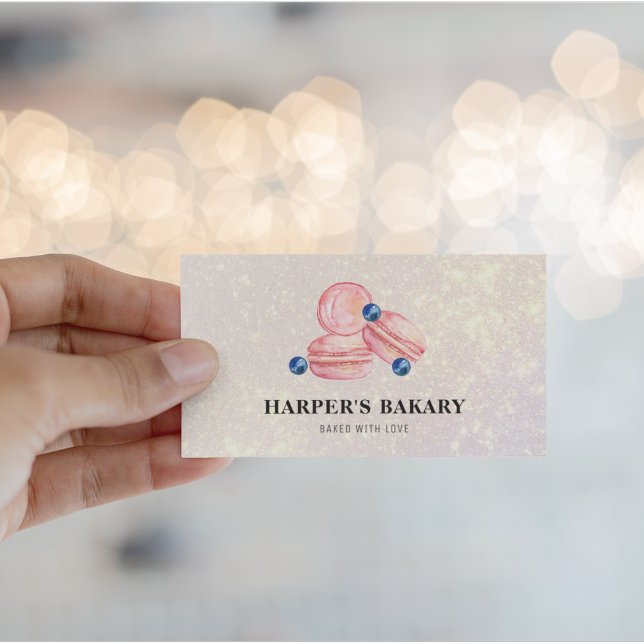 Glitter Pastel Pink Macarons Professional Logo  Business Card (Creator Uploaded)