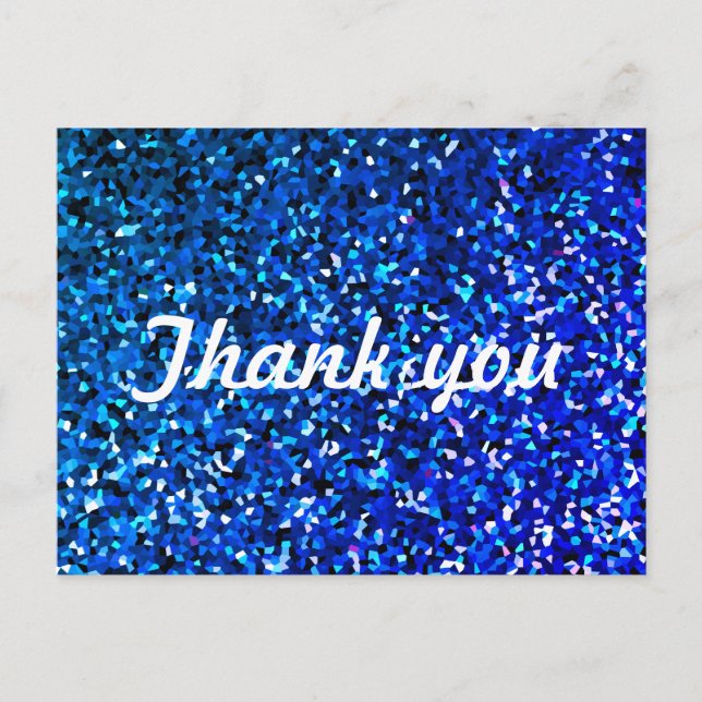 Glitter Patterns Thank You Neon Blue Sparkle Postcard (Front)
