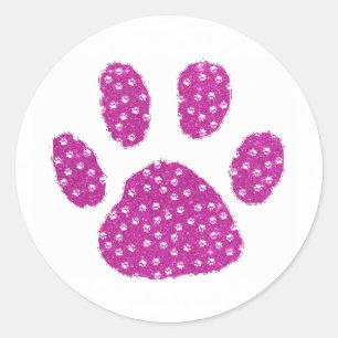 Glitter pawprint classic round sticker
