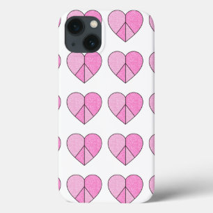 Glitter Peace Sign Hearts iPhone 13 Case