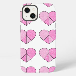 Glitter Peace Sign Hearts iPhone Case