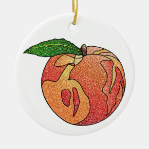 Glitter Peach Ceramic Ornament