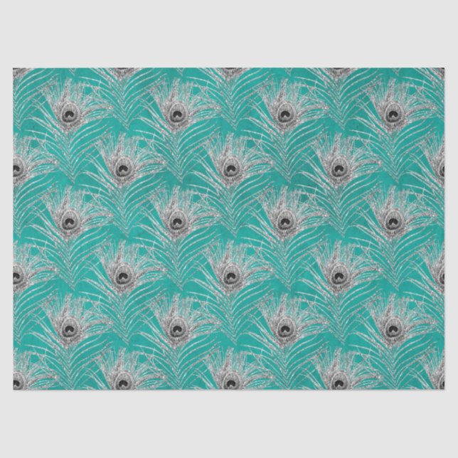 Glitter Peacock Feather Series Design 14 Tissue Paper (Front)