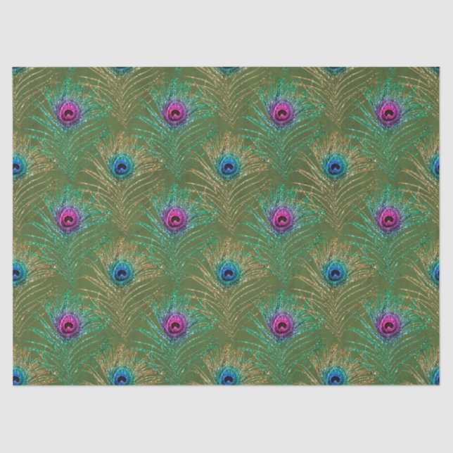 Glitter Peacock Feather Series Design 17 Tissue Paper (Front)