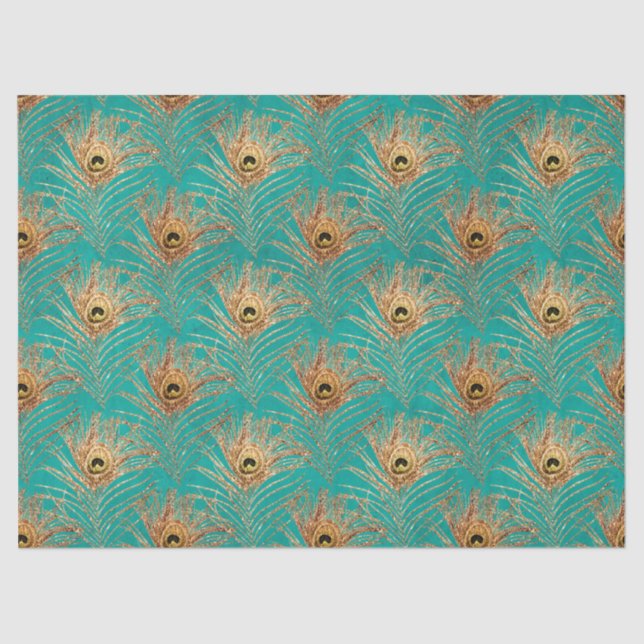 Glitter Peacock Feather Series Design 2 Tissue Paper (Front)
