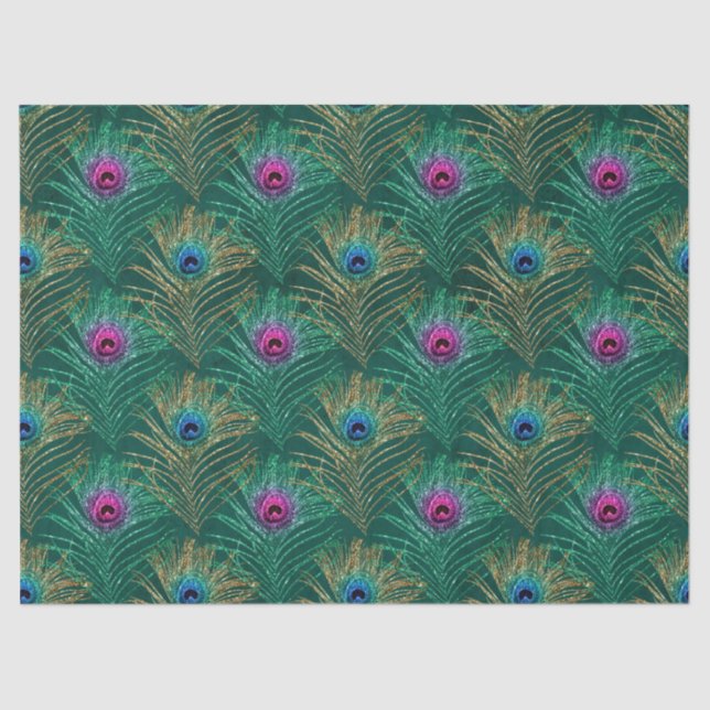 Glitter Peacock Feather Series Design 9 Tissue Paper (Front)