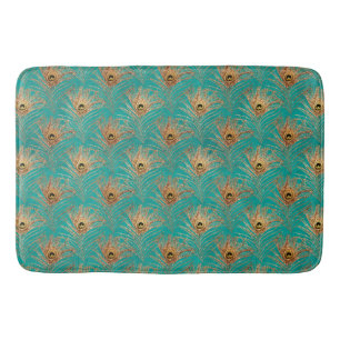 Glitter Peacock Feathers Pattern  Bath Mat