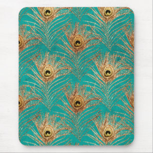 Glitter Peacock Feathers Pattern  Mouse Pad