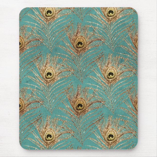 Glitter Peacock Feathers Pattern  Mouse Pad (Front)