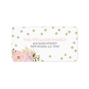 Glitter Peony Wedding Labels