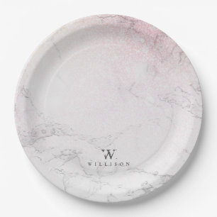 Glitter Personalised Marble design Paper Plate