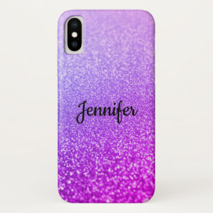 Glitter Personalised shiny sequin sparkle pink sil iPhone X Case