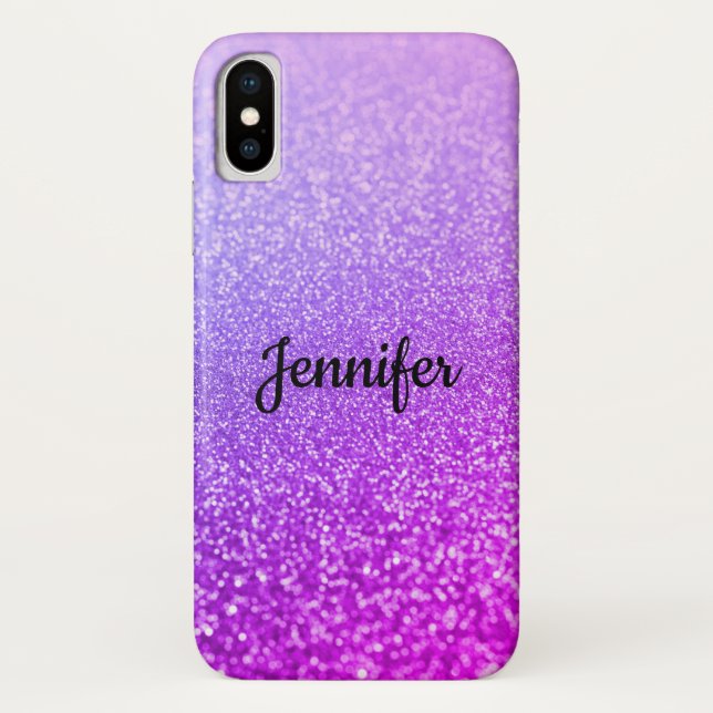 Glitter Personalised shiny sequin sparkle pink sil Case-Mate iPhone Case (Back)