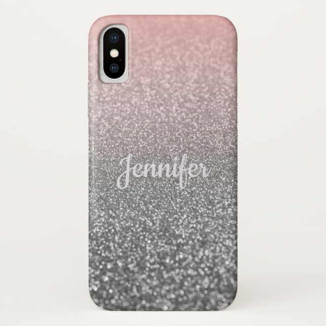 Glitter Personalised shiny sequin sparkle pink sil Case-Mate iPhone Case (Back)