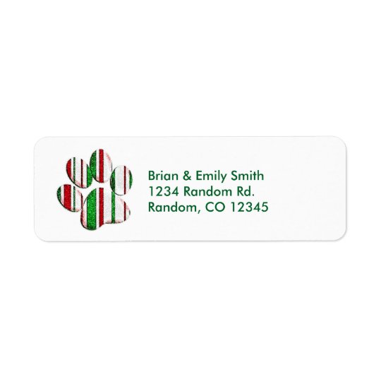 Glitter pet paw print customisable address labels