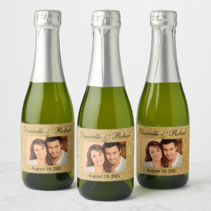 Glitter Photo Wedding Mini Sparkling Wine Favour L Label